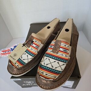 Ariat Women's Cruiser Rose Gold Aztec Arrow Slip On Moccasin Shoe SZ 10‎ New